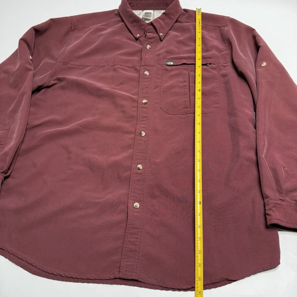 The North Face Mens XL Red Modal Blend Long Sleeve‎ Button Up Outdoor Shirt